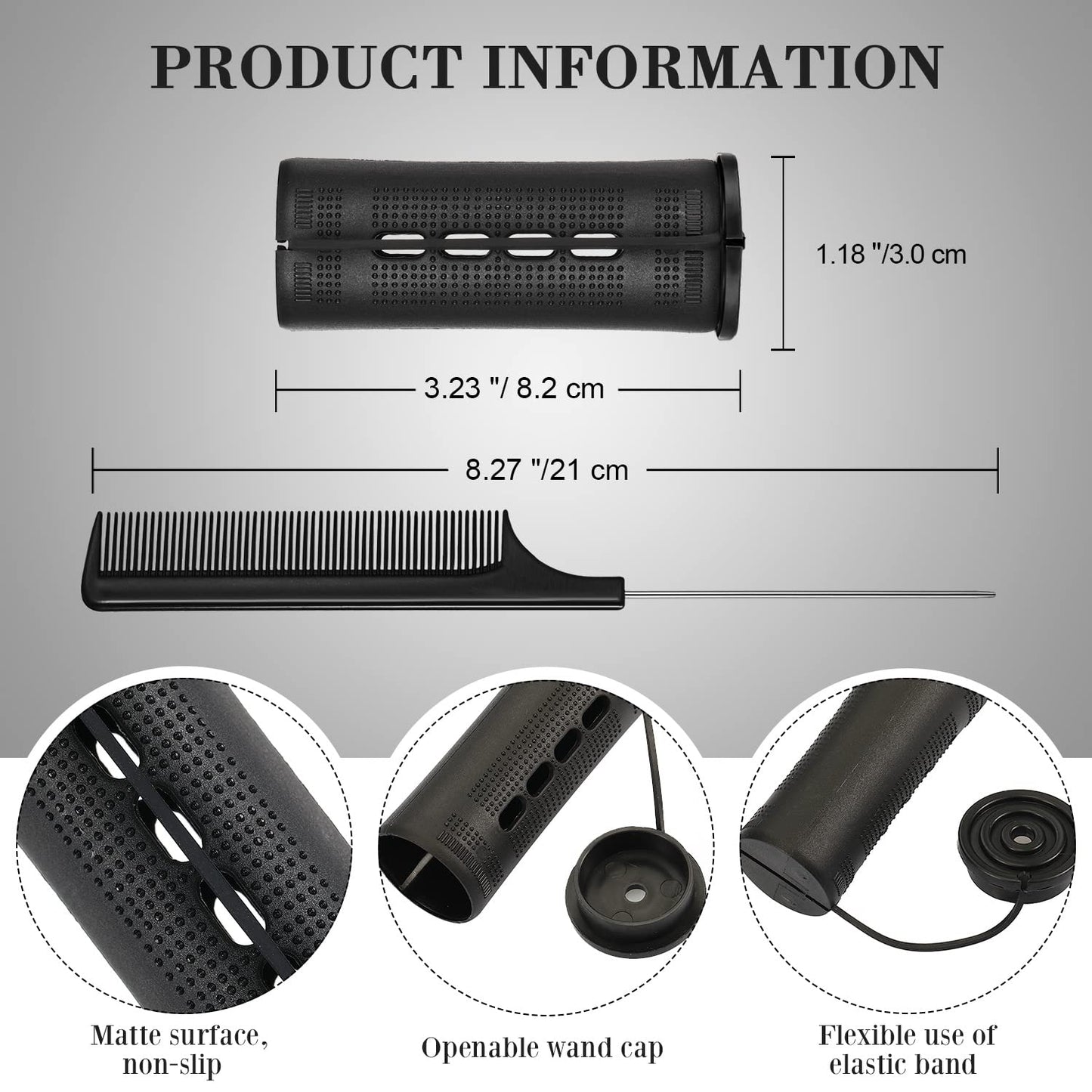 WILLBOND 36 Pieces Cold Wave Rod Hair Perm Rods Hair Rollers Perming Curlers with Steel Rat Tail Comb for Hairdressing Styling