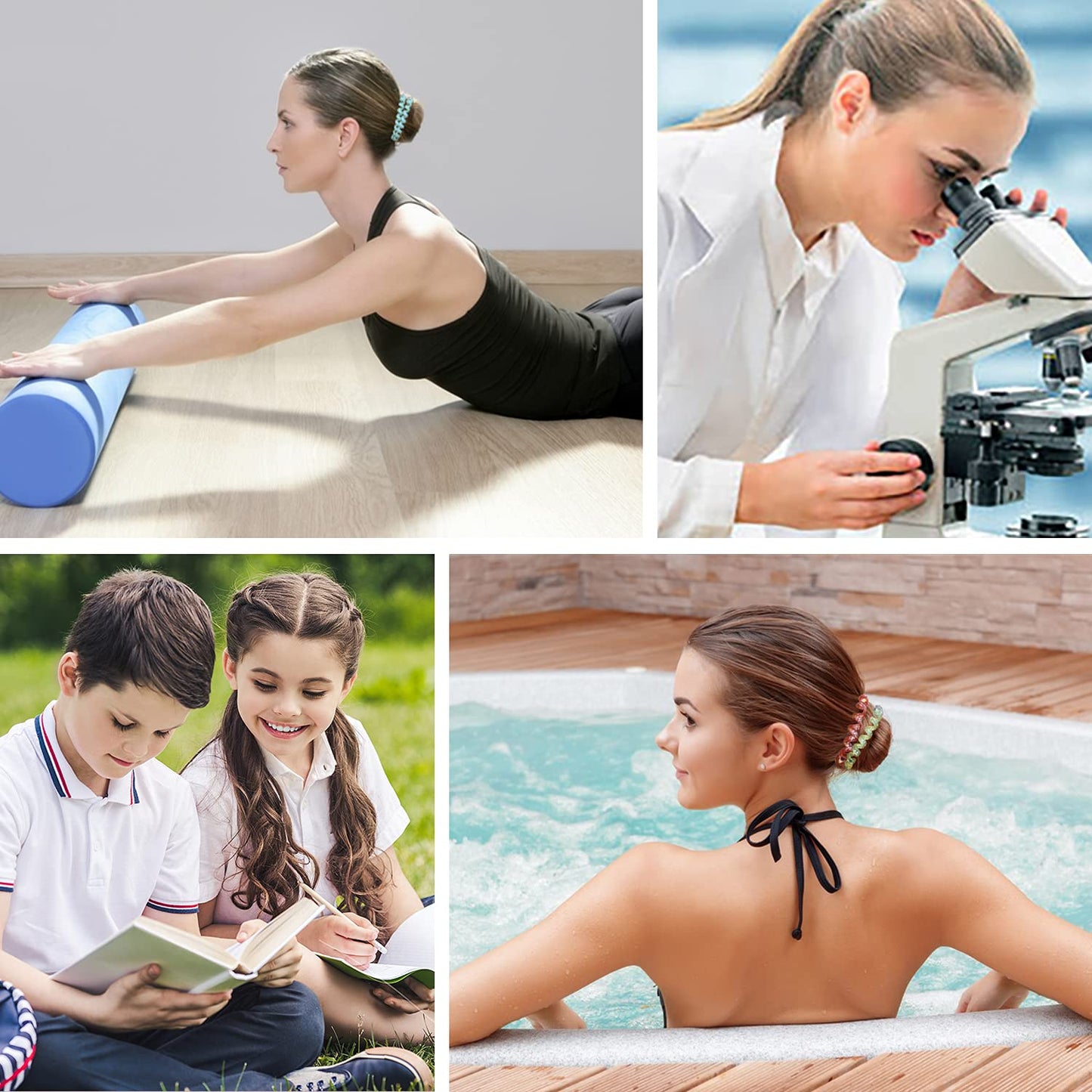 JessLab Spiral Hair Ties for Women, 10-Pack Traceless No-Damage Ponytail Holders, Coils Hair Bands for Girls, Assorted Colors