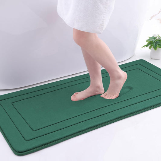Arotive Memory Foam Bathroom Rug Mat 47x20, Ultra Soft and Absorbent Bath Mat, Machine Wash Dry, Comfortable Bath Rug Carpet for Bathroom Floor, Tub and Shower, Dark Green