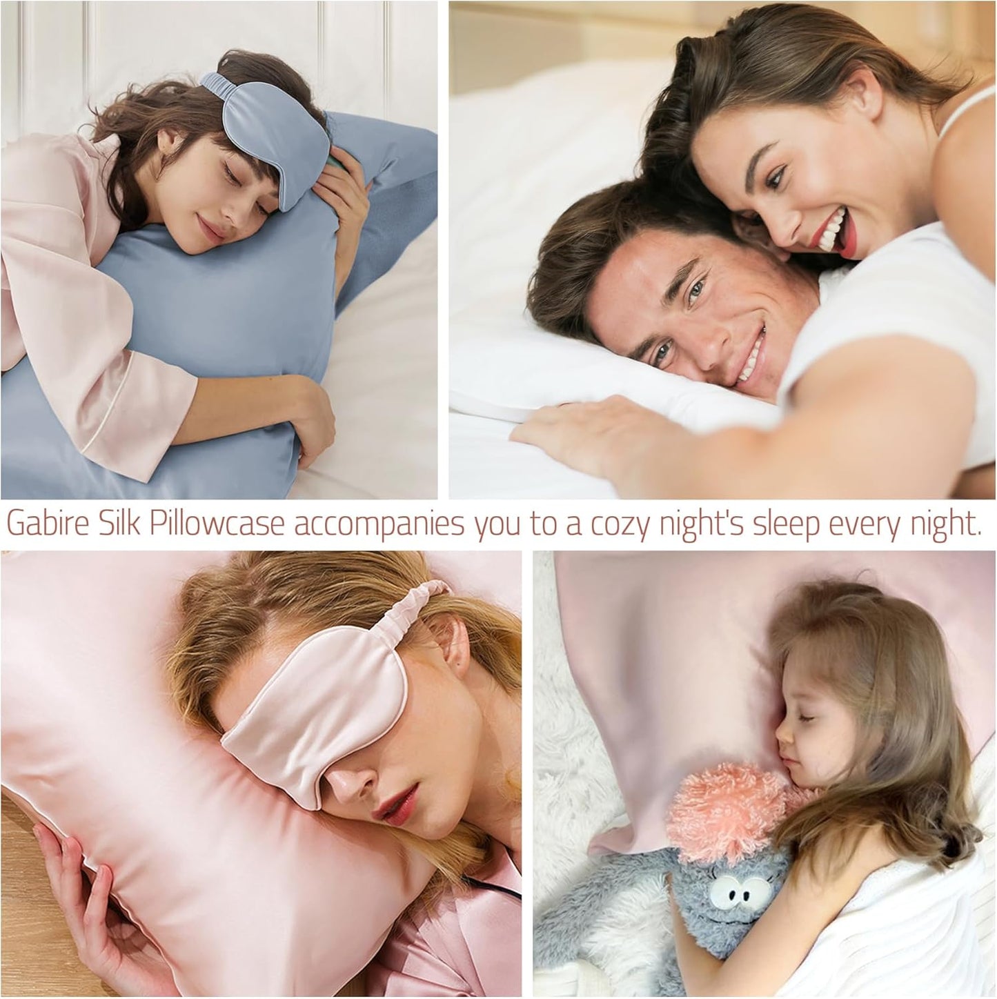 Mulberry Silk Pillowcase for Hair and Skin Prevent Acne Pillow Cases Both Sides Real Silk Pillowcases Organic Silk Pillowcase with Hidden Zipper, Dusty Blue, King (20"×36")