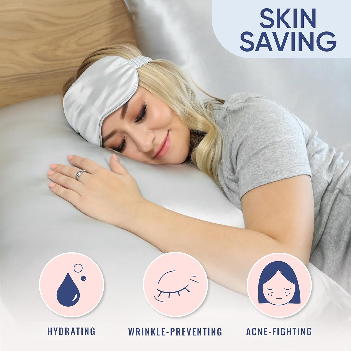 Blissy Silk Pillowcase - 100% Pure Mulberry Silk - 22 Momme 6A High-Grade Fibers - Silk Pillow Cover for Hair & Skin - Regular, Queen & King (Silver, Standard)