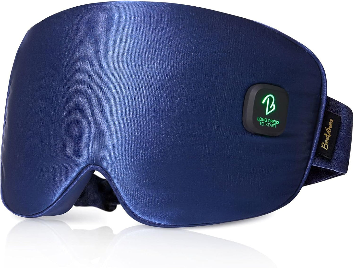 BeeVines Cordless Heated Eye Mask, Warm Compress for Dry Eyes, Light Blocking Heat Eye Masks for Women Men, Rechargeable Soft Heating Pad with Travel Pouch & Washable Cover(Blue)