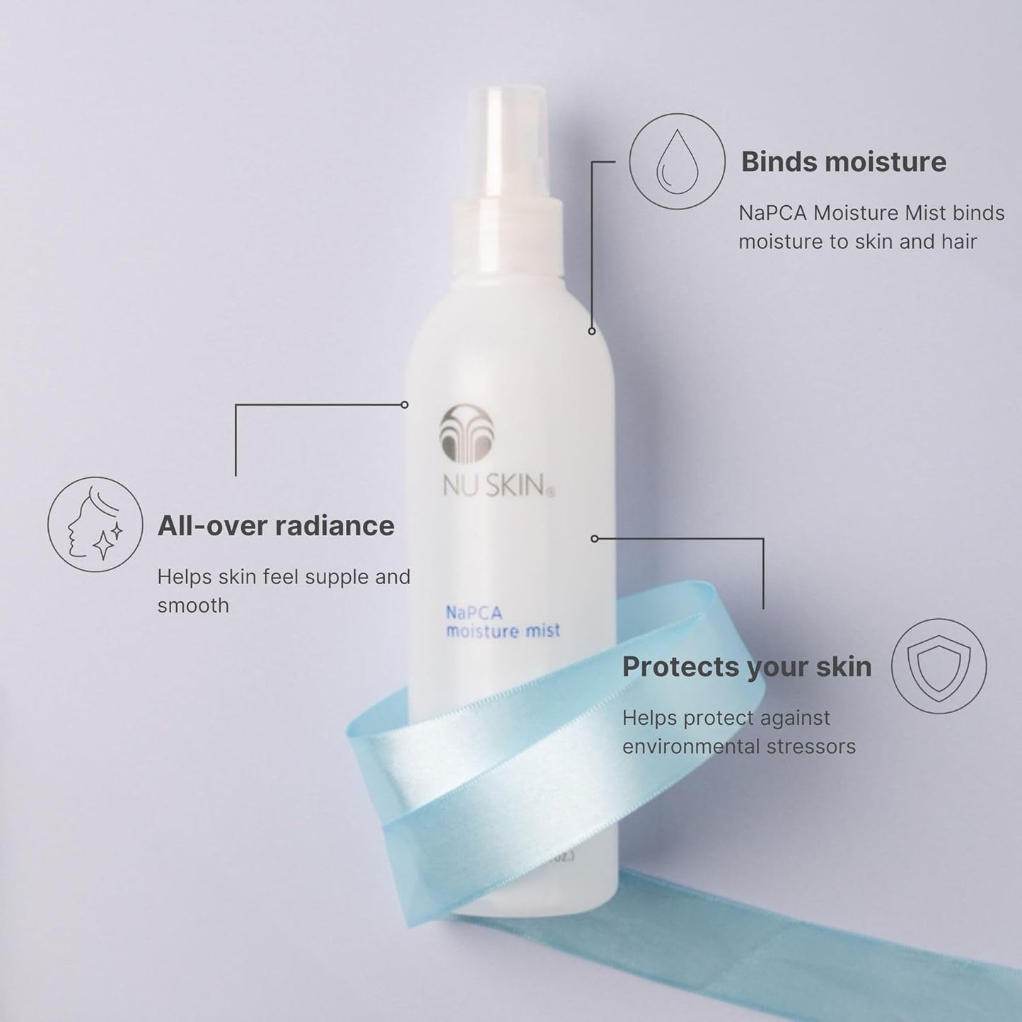 Nu Skin NaPCA Moisture Mist | Revitalizing Moisturizer & Cooling Mist with Hyaluronic Acid | Hydrating Spray for Face, Body & Hair | Sodium PCA for All Skin Types | 8 oz | 2 Pack