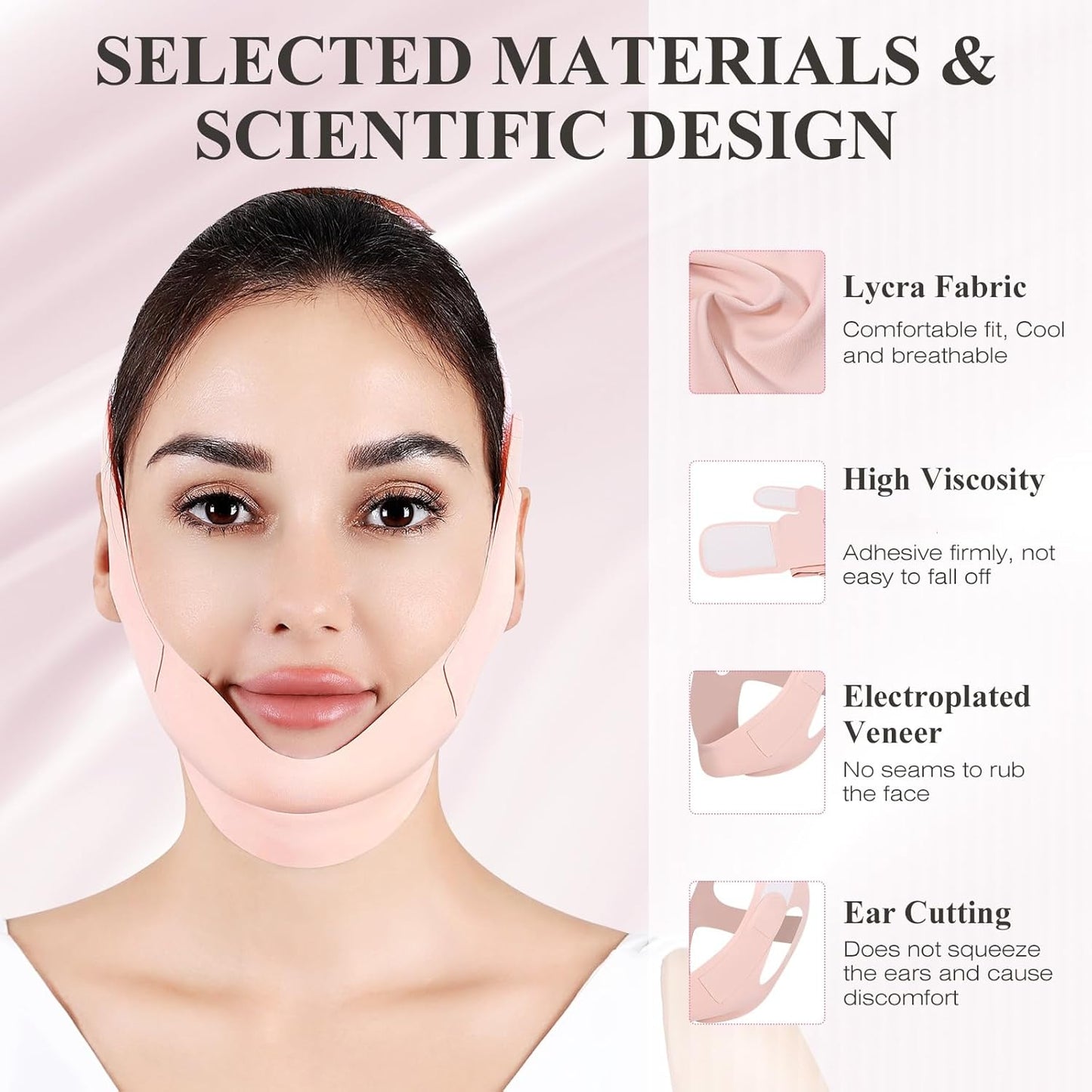 Chin Strap for Sleeping,Double Chin Reducer,Adjustable Chin Strap,Jaw Strap,Jawline Shaper,V Line Lifting Mask,Pink,M