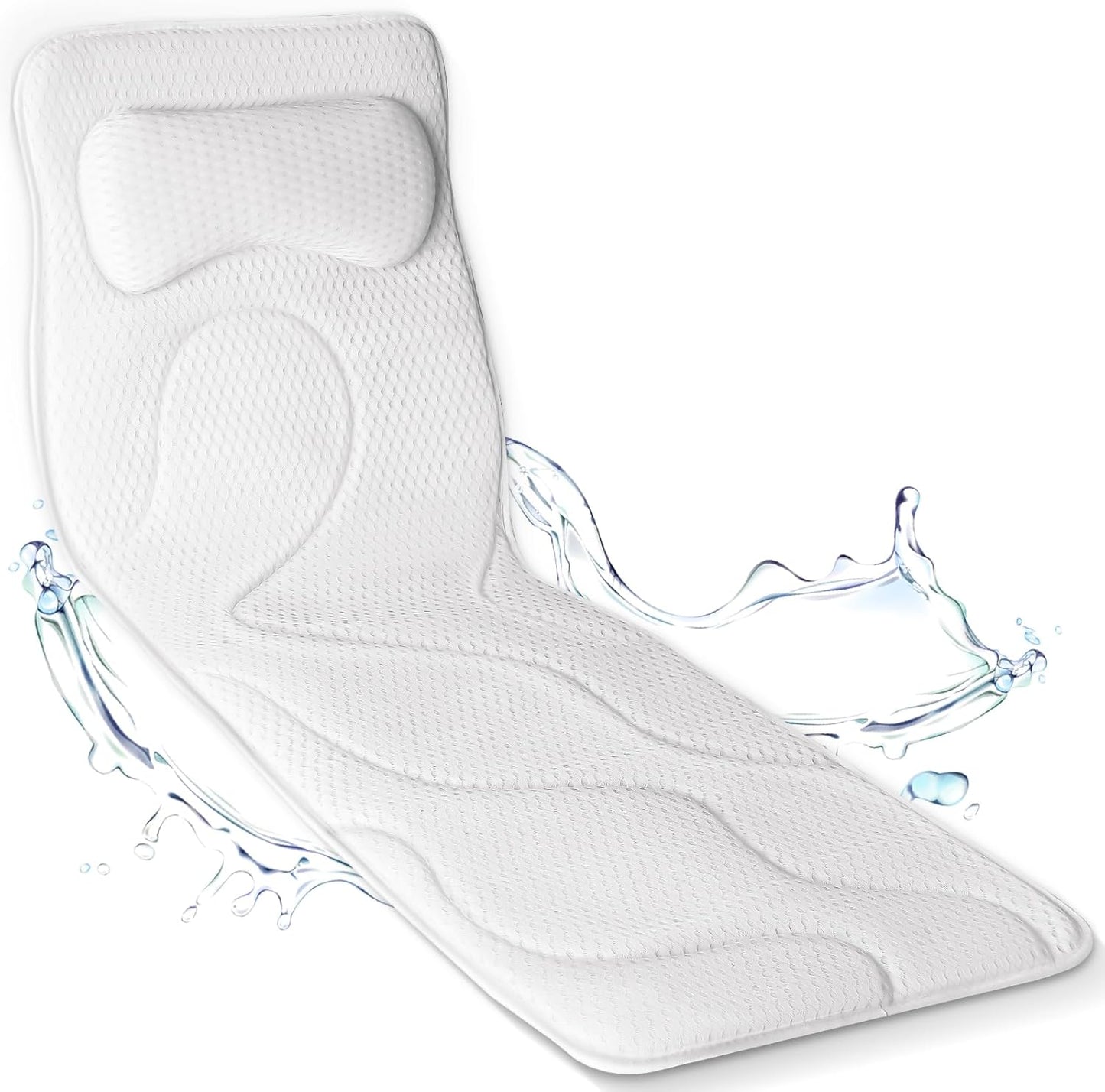 Full Body Bath Pillow for Tub, Luxury Bathtub Pillow for Full Back, Head and Neck Support, Quick Dry Bath Cushion, 168 Suction Cups, Bathtub Accessories for Gift