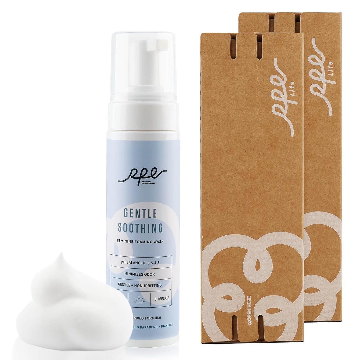 Soothing Foaming Feminine Wash for Women, Gentle Plant-Based Body Wash for Sensitive Skin, Ph Balance - Vaginal Reduces Odor - Paraben & Dioxide Free, Unscented, 6.76 Fl.Oz, Pack of 2