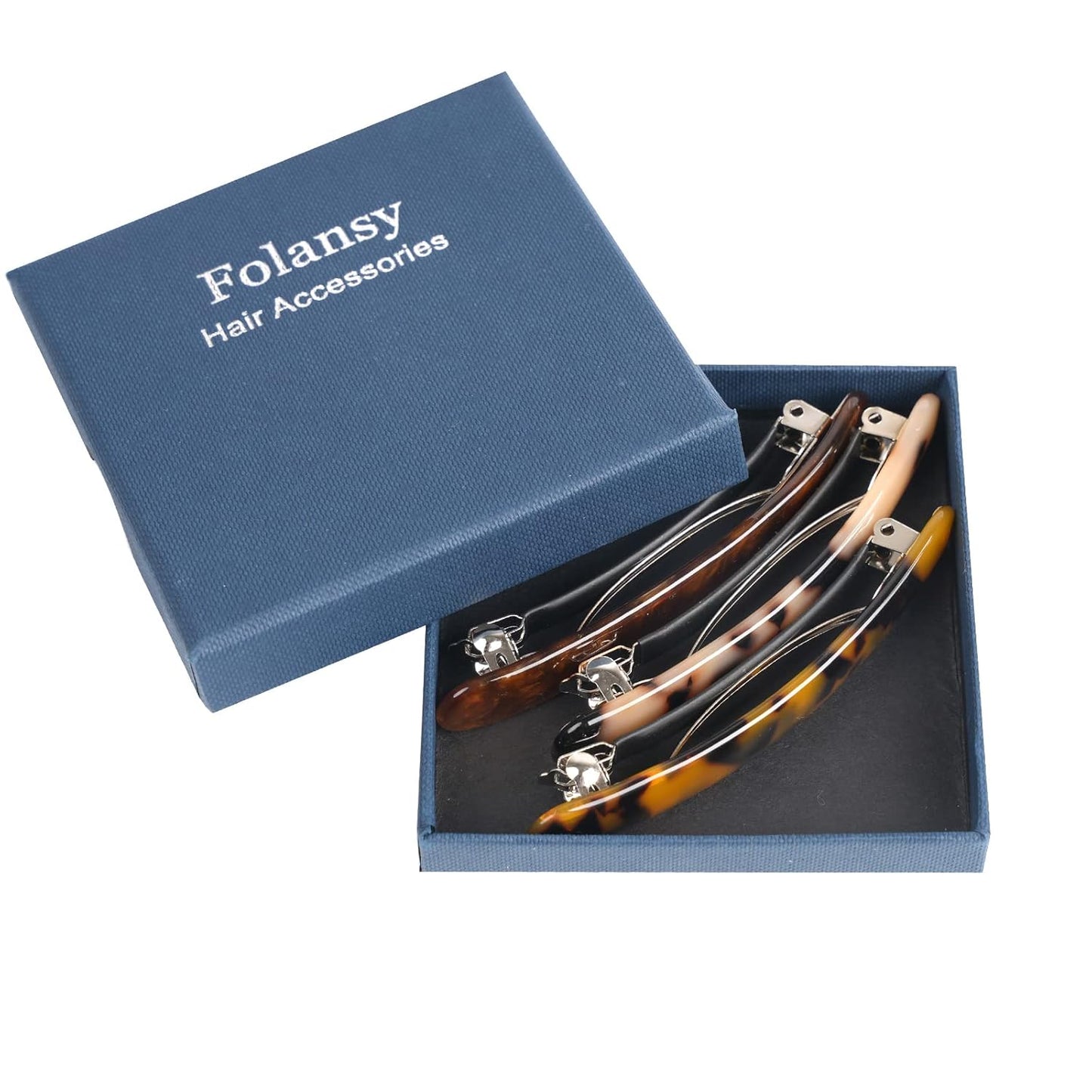 3PCS French Tortoise Shell Automatic Hair Barrettes and Retro Clasps for Women's Thick Medium Volume Hair (Sakura Pink, Ivory, Lavender)