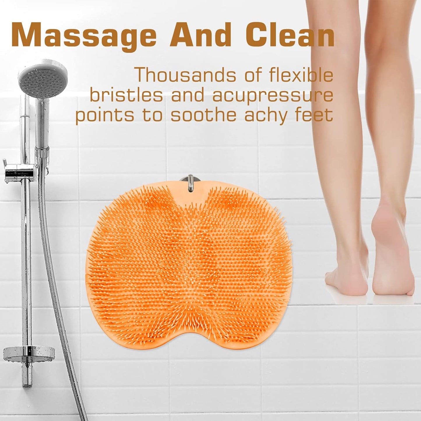 Shower Foot Scrubber Mat Back Washer Back Exfoliating Bath Wash Pad Wall Mounted Slip Suction Cups Foot Scrubber for Use in Shower Cups Foot Cleaner for Men and Women