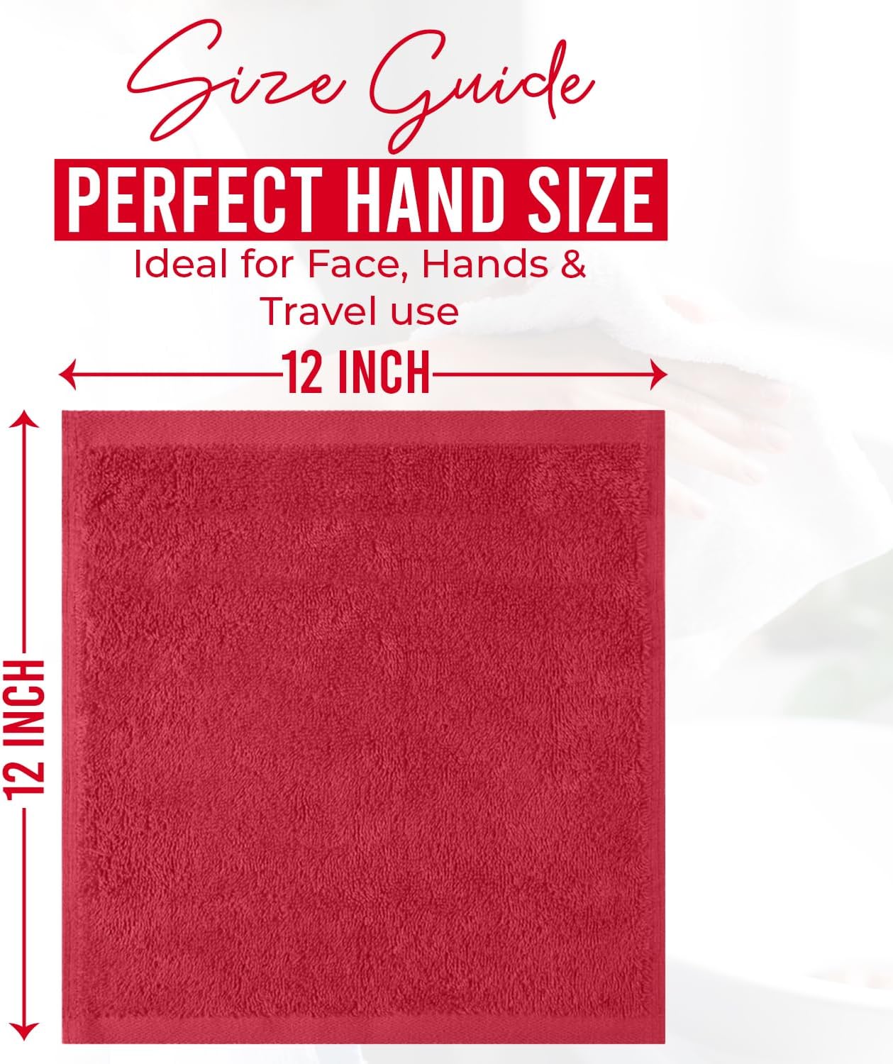 DAN RIVER 100% Cotton Wash Cloths 24 Pack [12x12] Soft & Absorbent Bath wash Cloths, Gym, Hotels & Spa Perfect for Everyday Use Fingertip Towels, Red