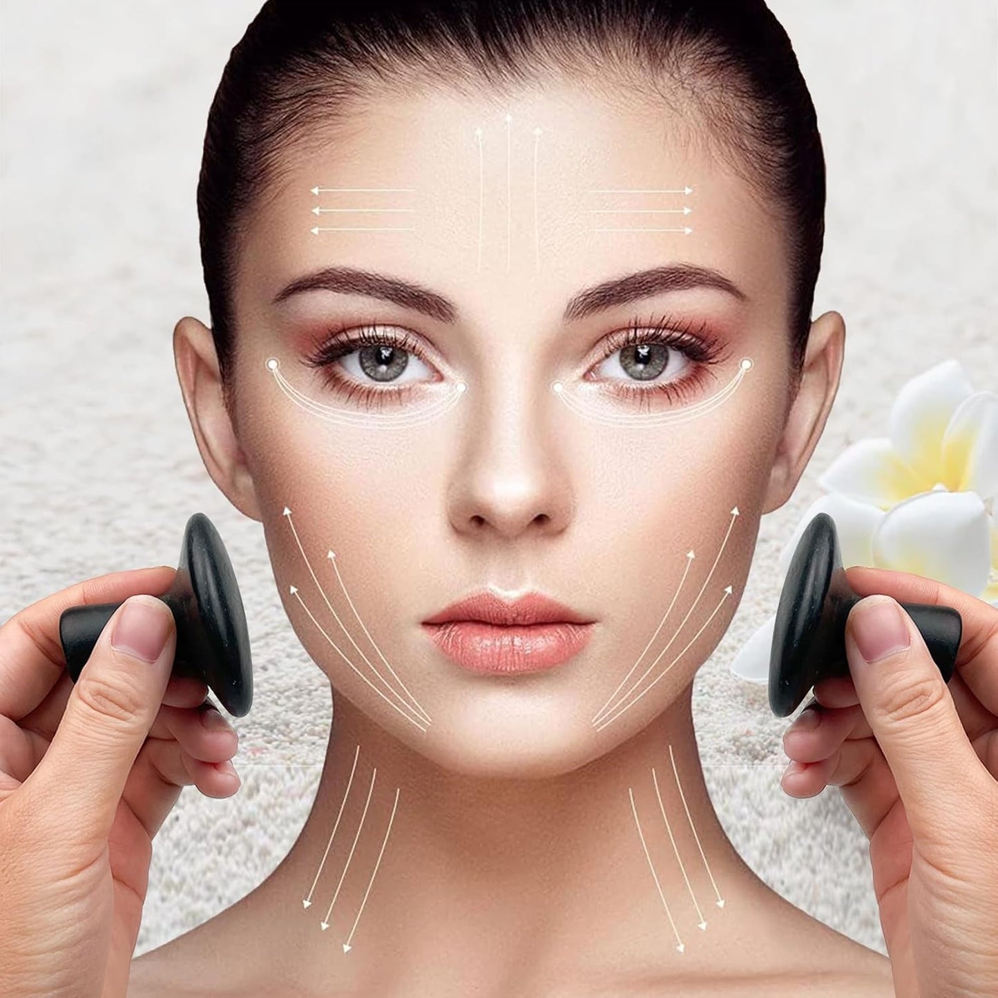 Hot Stones for Massage-6 Large Essential Basalt Massage Stones Set (3.15in) with 2 Mushroom Shape Gua Sha Facial Tools, Massage Tools for Professional or Home SPA, Relaxing, Pain Relief