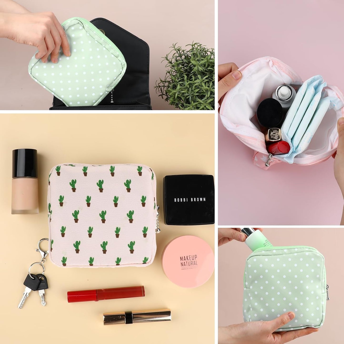 Jeffdad 3pcs Sanitary Napkin Storage Bag, Portable Reusable Menstrual Pads Bags Women Tampon Bags Feminine Products Bag Period Kit Bag (Type Two)