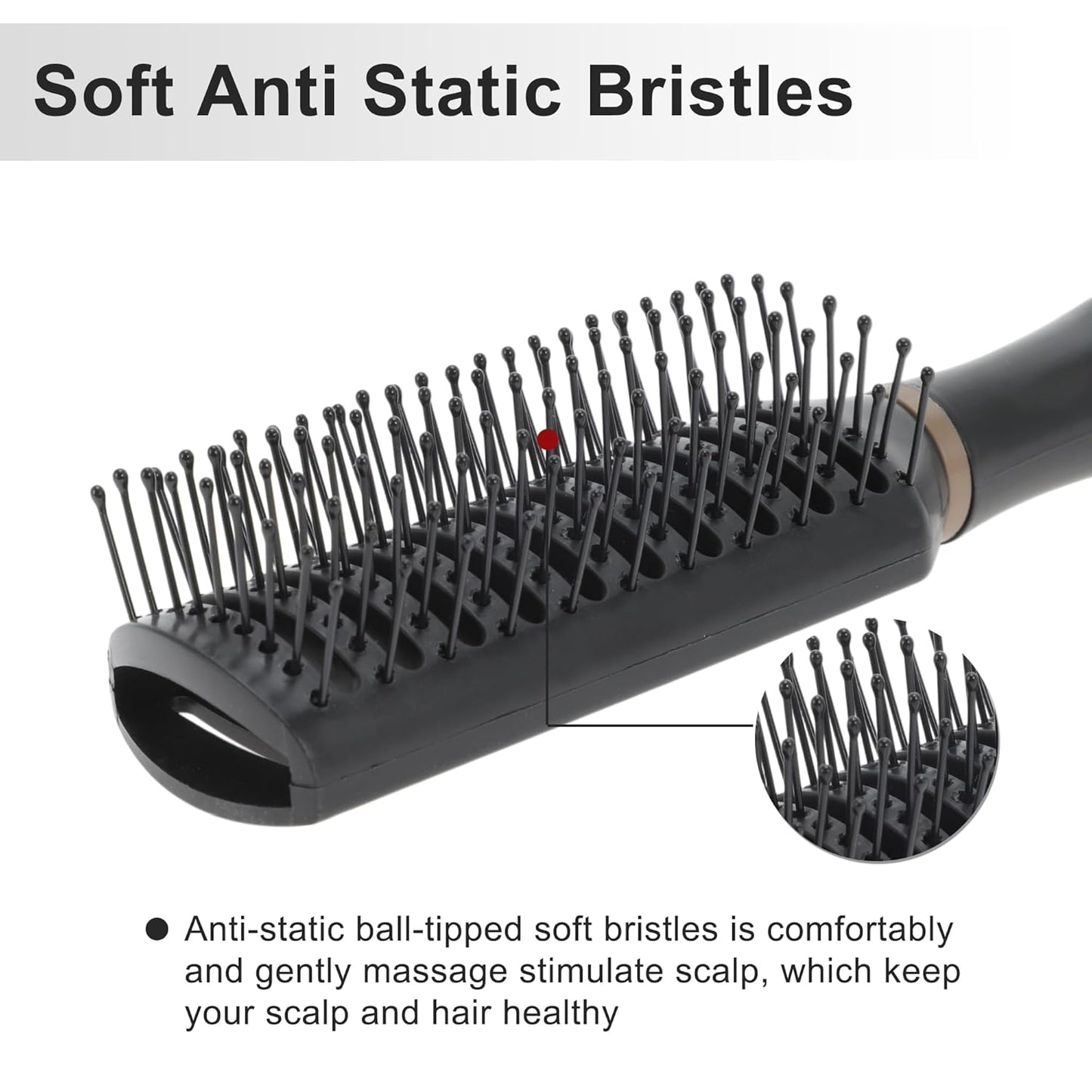 VOCOSTE Vented Hair Brush - Styling Brush with Ball-Tipped Bristles for Blow Drying Wet, Short, Curly or Straight Hair - Men and Women - Black