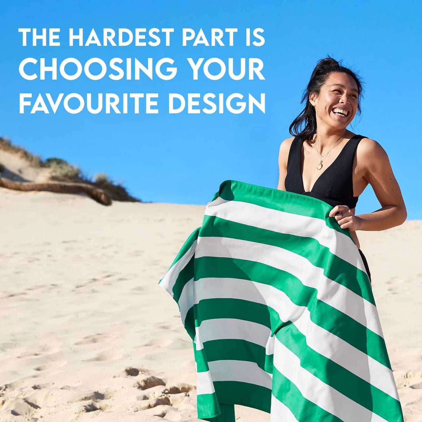 Dock & Bay Beach Towel - Quick Dry, Sand Free - Compact, Lightweight - 100% Recycled - Includes Bag - Cabana - Cancun Green - Large (160x90cm, 63x35)