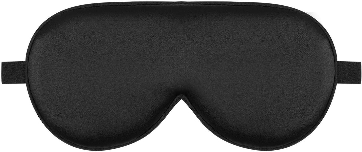 Alaska Bear Organic Silk Sleep Mask Cool Super Smooth Eye Cover Genuine Mulberry Silk Face Skin Care, Soft Filling, Lightweight for Home or Travel Use (Original Black, Flat)