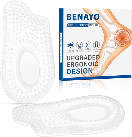 2Pairs Plantar Fasciitis Heel Cup,Heel Cushions for Plantar Fasciitis,Heel Pain,Heel Spur,Achilles Tendon,Shock Absorption Orthotic Inserts for Relieves Foot Pressure.