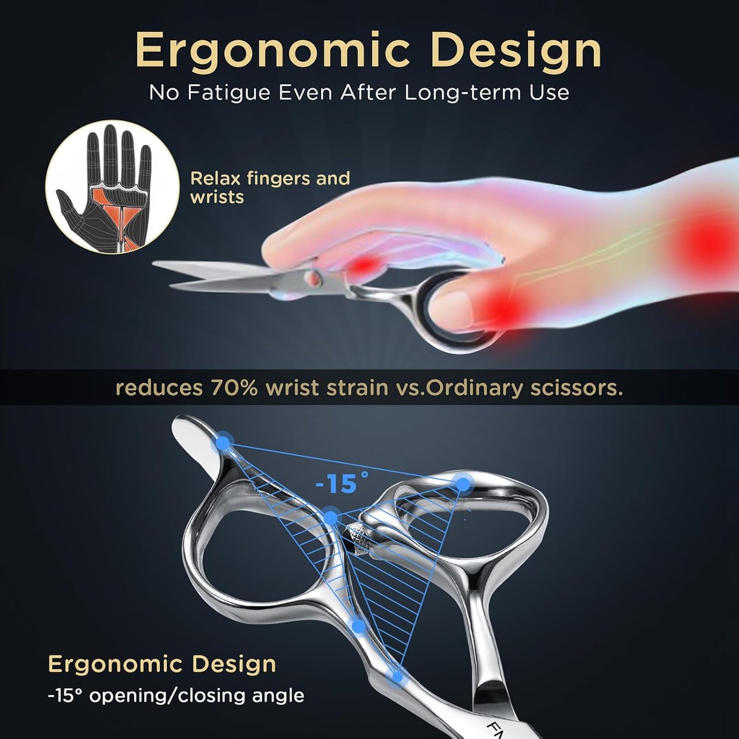 5.5" Hair Cutting Scissors Professional Barber Scissors, Hair Cutting Shears with 440C Steel - 60HRC Hardness Extremely Sharp with Ergonomic for Salon & Home Use (5.5'' Professional Hair Shears)