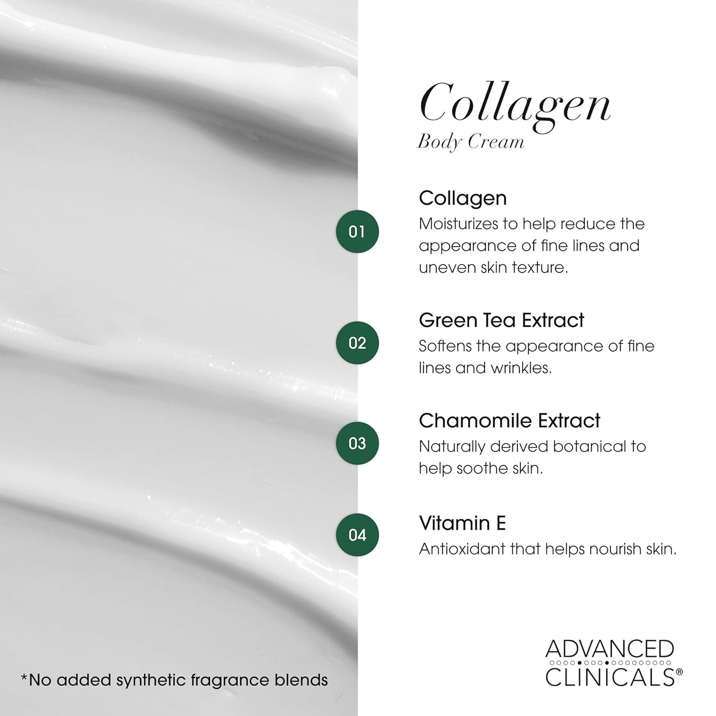 Advanced Clinicals Collagen Cream Body Lotion & Face Moisturizer W/Vitamin E | Skincare Moisturizing Collagen Lotion For Women, Men, Hand, & Neck Improves Look Of Crepey Skin & Uneven Dry Skin, 16Oz