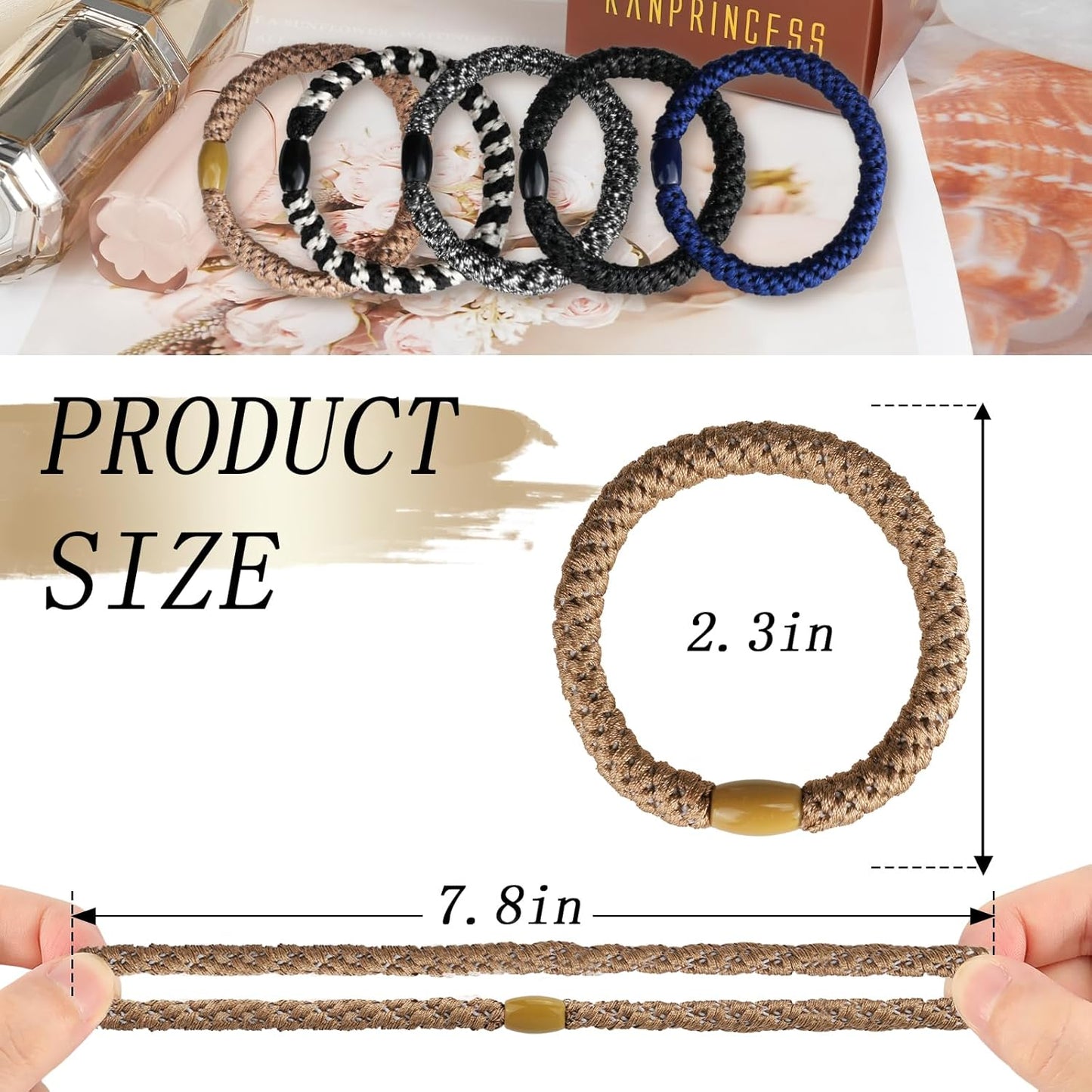 20Pcs Hair Ties For Thick Hair, Strong Stretchy Hair Bands For Women Girls, No Slip Braided Hair Ties No Damage, Ponytail Holders-Exceptionally Secure with Gentle Hold (Set 3)