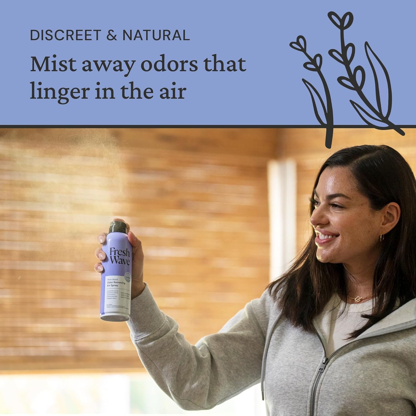 Fresh Wave Lavender Odor Eliminator Spray & Air Freshener, 8 oz. | Pack of 2 | Non-Aerosol, Fine Mist | Safer Odor Relief | Natural Plant-Based Odor Eliminator | For Furniture, Fabrics & Trash