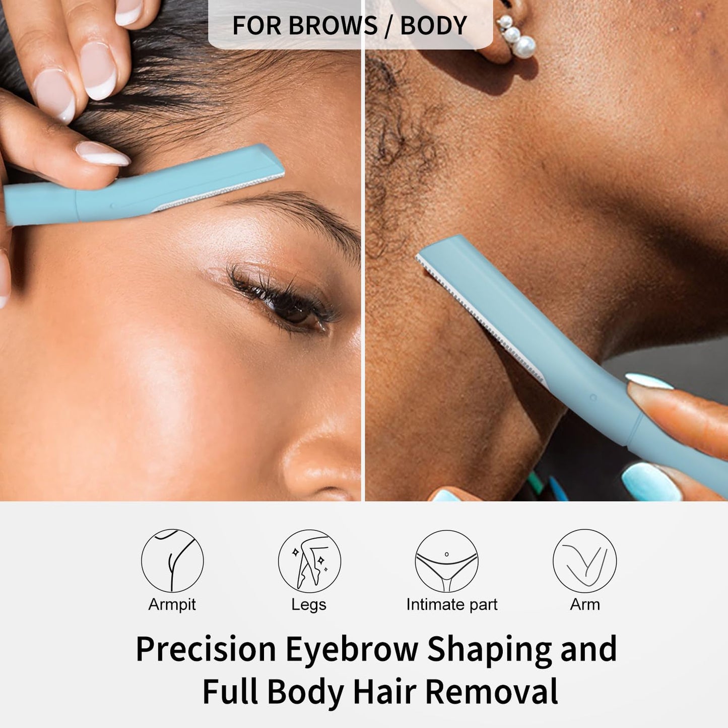 Precision Dermaplane Razor, Face Razors for Women and Men, Eyebrow Razor, Dermaplaning Tool, Peach Fuzz Remover, Skin-friendly Microblades with Protective Cap