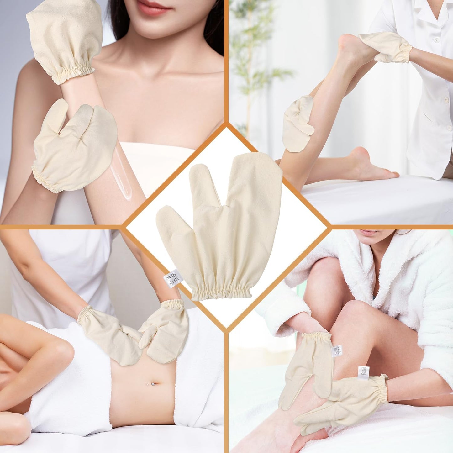 Garshana Gloves Raw Silk Massage, Raw SilkGloves Garshana with Elastic Wrist Bands, Exfoliating Bath Massage Raw Silk Gloves, for Skin BrushingMassage