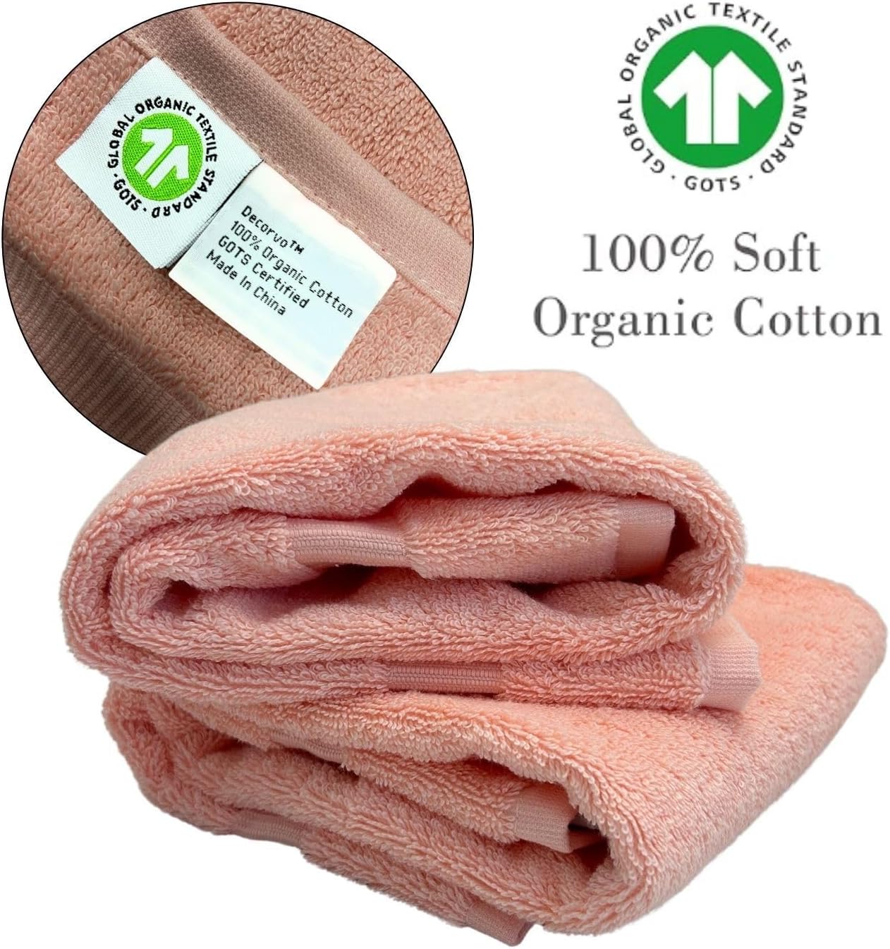 Pink Initial Hand Towel for Bathroom - Monogrammed Luxury Hotel Quality Decorative Embroidered Towel for Powder Room, Spa - GOTS Organic Certified - Set of 2 Letter F