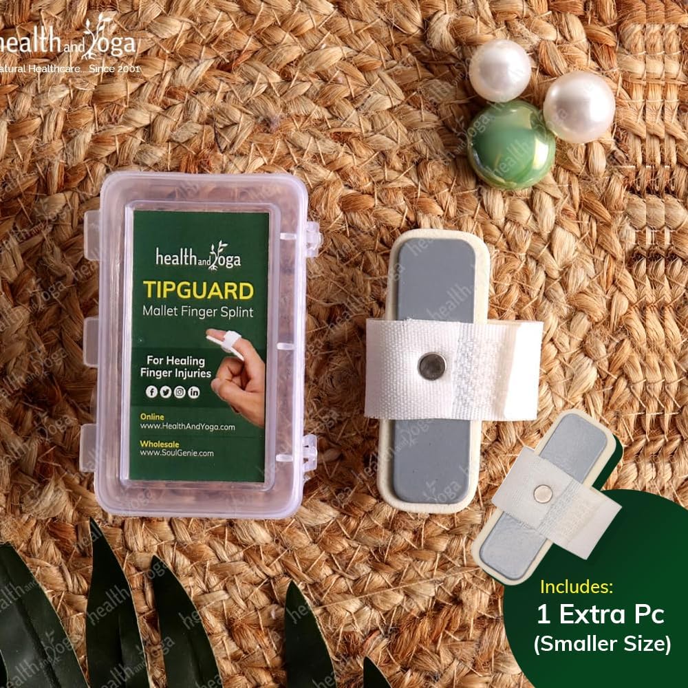 HealthAndYoga™ TipGuard Bendable Finger Splint for Mallet Finger Deformity -Post-Surgical Care- Adjustable Straightener -Trigger Finger Brace - 2 Sizes Set