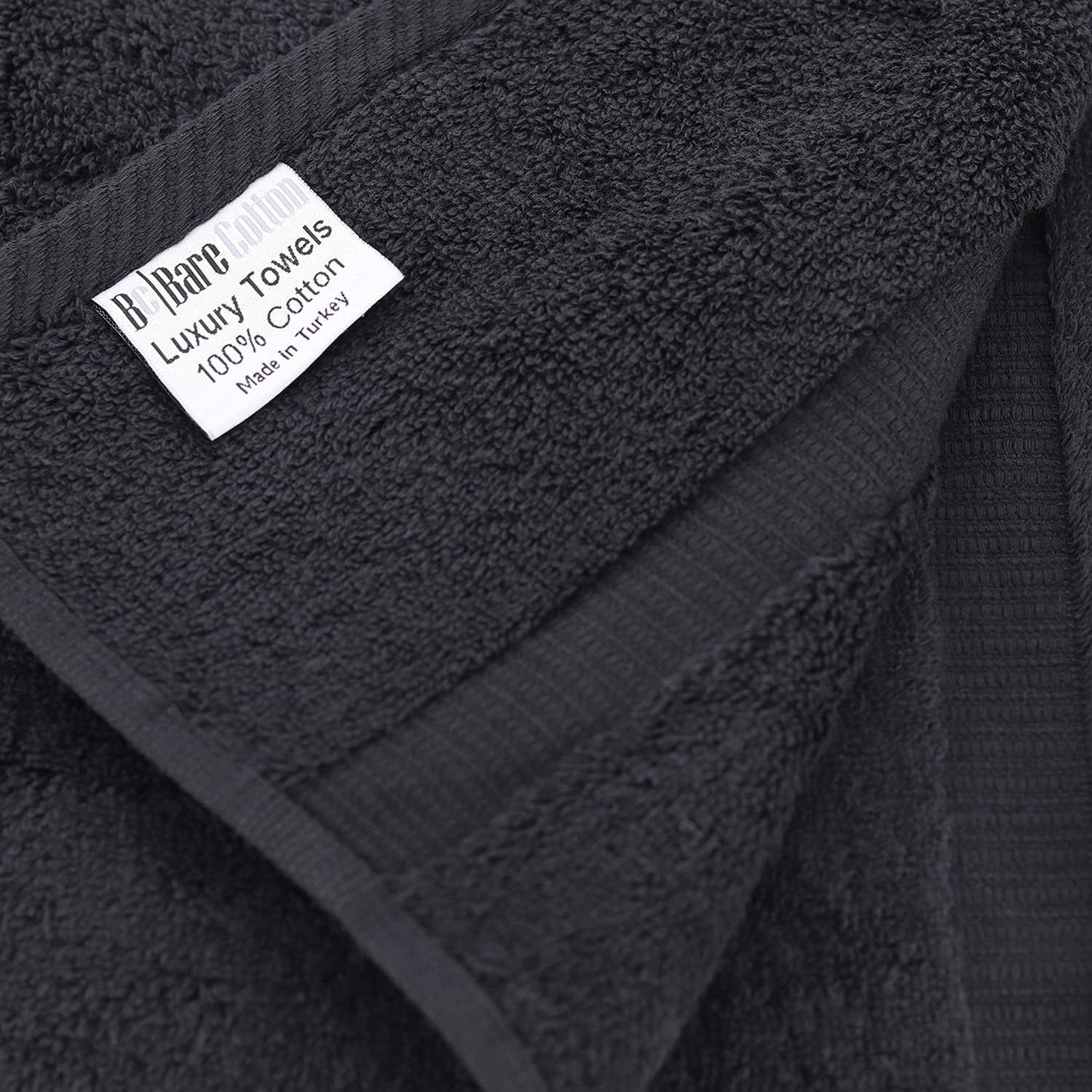 Monogrammed Hand Towel, Personalized Initial Gift, Extra Absorbent 100% Turkish Cotton - Soft Terry Finish - Set of 2 - White Block Initial U - Embroidered on Black Towels