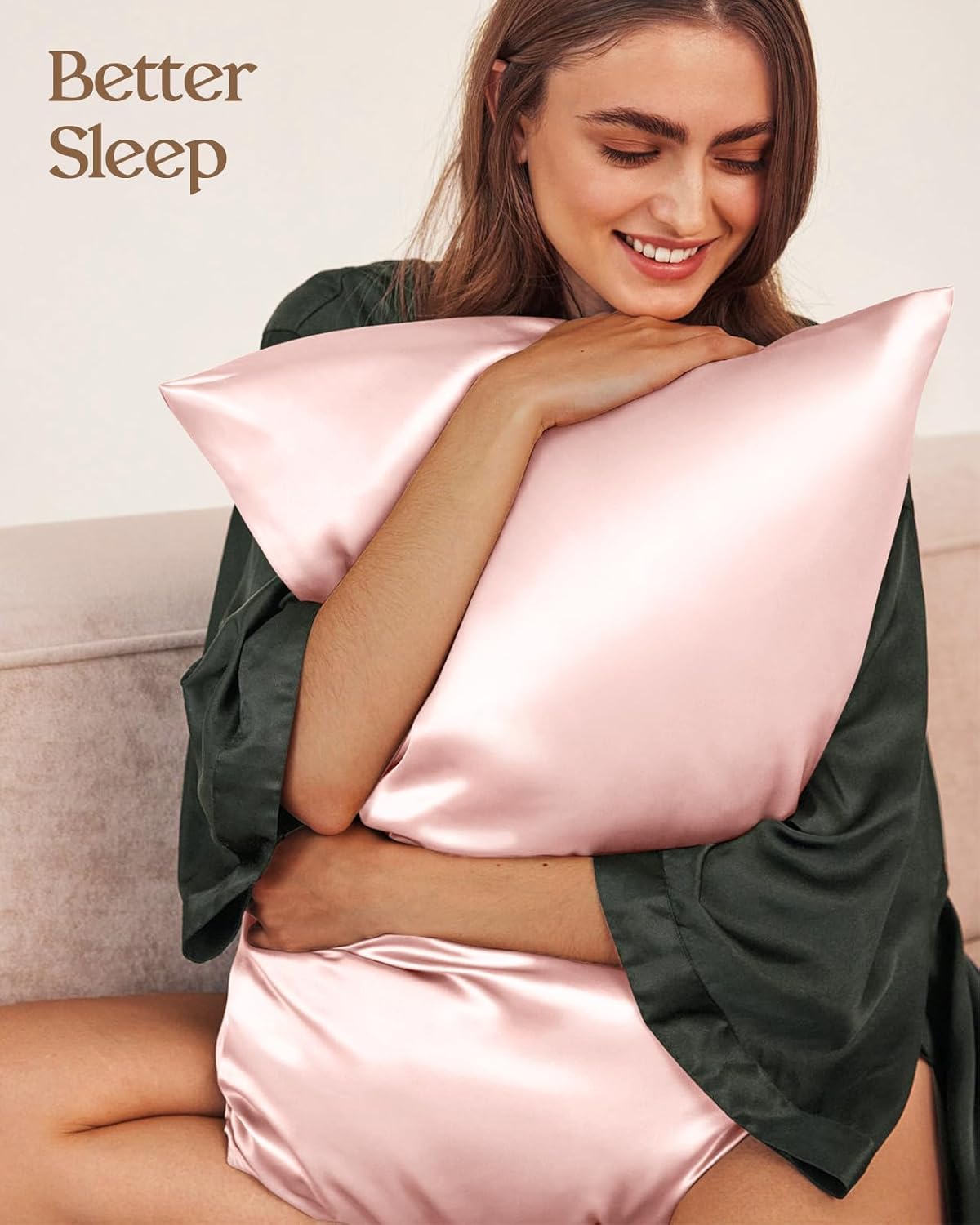 Silk Pillowcase 2 Pack - Pillow Cases King Set of 2 Size 20" x 36" for Hair and Skin Smooth Soft Breathable with Hidden Zipper Cooling Pillow Covers for Sleeping Women, Coral