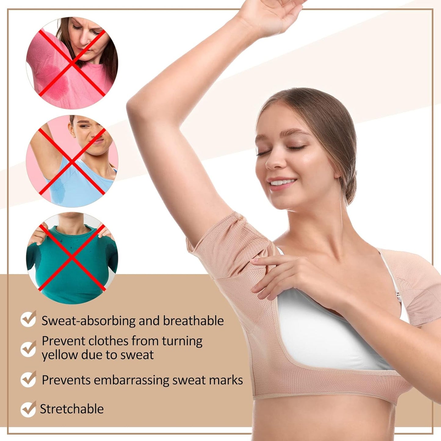 Handepo 6 Pcs Underarm Sweat Vest Breathable Armpit Sweat Proof Shirt Pads for Woman Underarm Protector