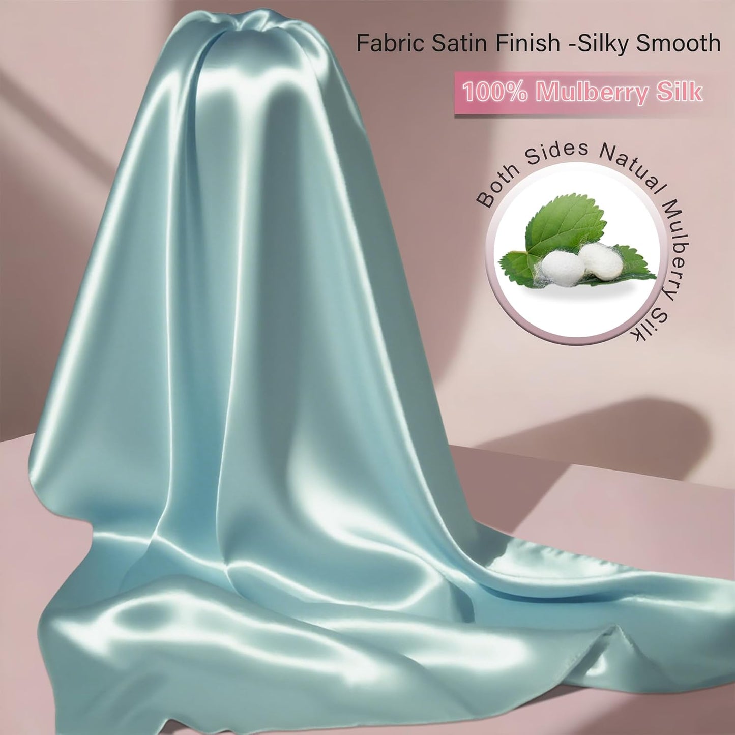 Mulberry Silk King Size Pillow Cases Set of 2, Ultra Smooth Soft Breathable Cooling Pillow Cases for Hot Sleepers, Silk Satin Pillowcases 2 Pack with Zipper for Hair and Skin, Gifts for Women