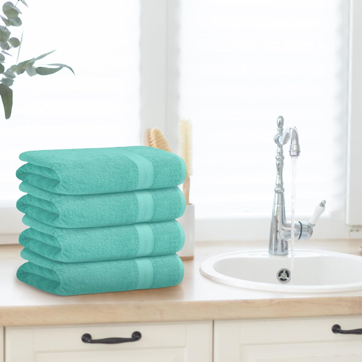 Avalon Towels Turquoise Bath Towels Set of 4 pcs (27x54 inches), 100% Cotton Towel Absorbent and Quick Dry Turquoise Towel for Bathroom, Super Soft and Perfect for Daily Use