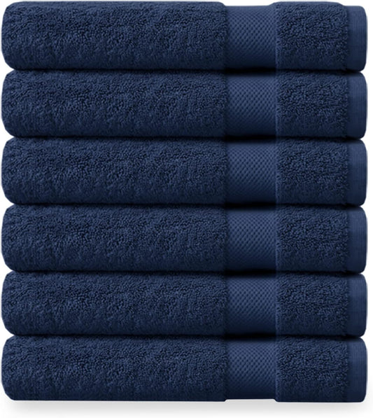 Delara Organic Cotton Luxuriously Plush Washcloths Pack of 6 | GOTS & Oeko-TEX Certified | Premium Quality Face Towels | Feather Touch Technology|650 GSM Long Staple|Soft, Quick Dry & Ultra-Absorbent
