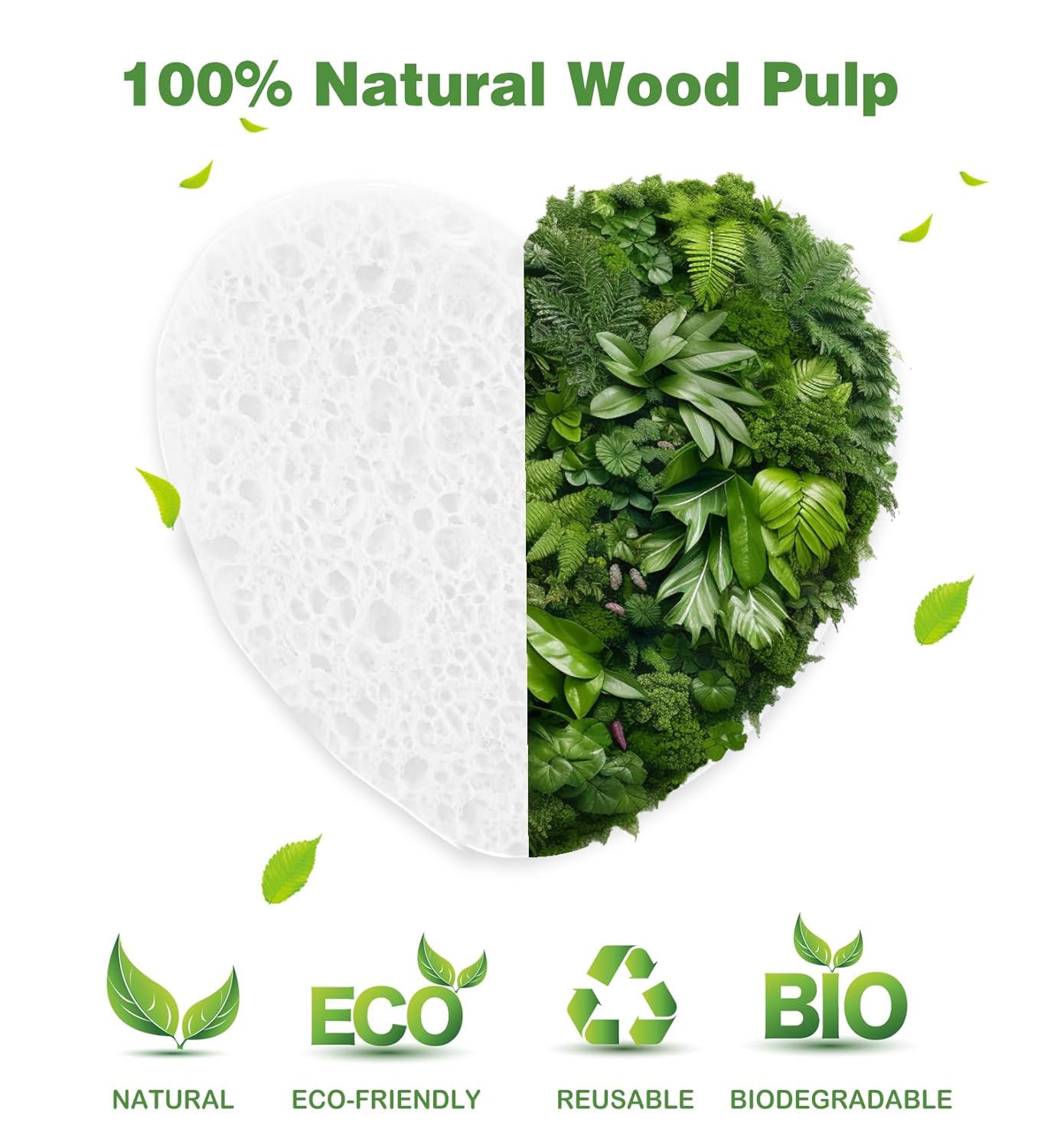 50-Count Compressed Facial Sponges for Estheticians- 100% Natural Cellulose Face Sponge Spa Sponges for Face Cleansing, Massage, Pore Exfoliating, Mask, Makeup Removal (Love-White)