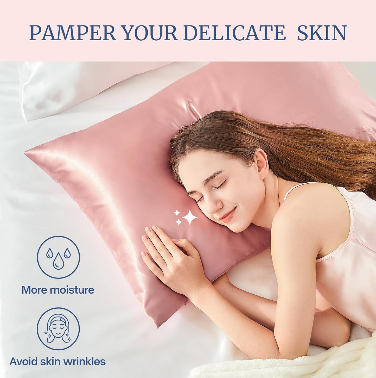 BEDELITE Satin Pillowcase for Hair and Skin, Super Soft Similar to Silk Pillow Cases 4 Pack with Envelope Closure, Cooling Pillowcases for Women Men (20"x40" King Size, Rose Pink)