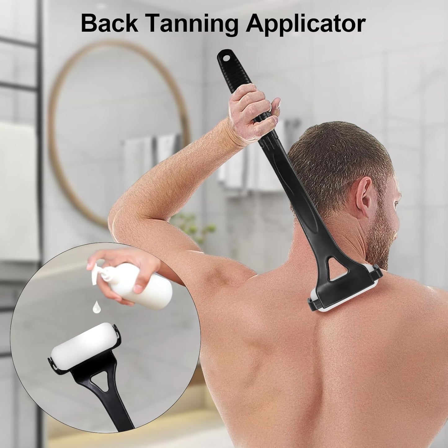Lotion Applicator for Back & Body - Foldable 21.5" Back Lotion Applicator with 3 Replacement Rollers, Sunscreen Applicator & Lotion Back Roller for Daily Skin Care & Aids