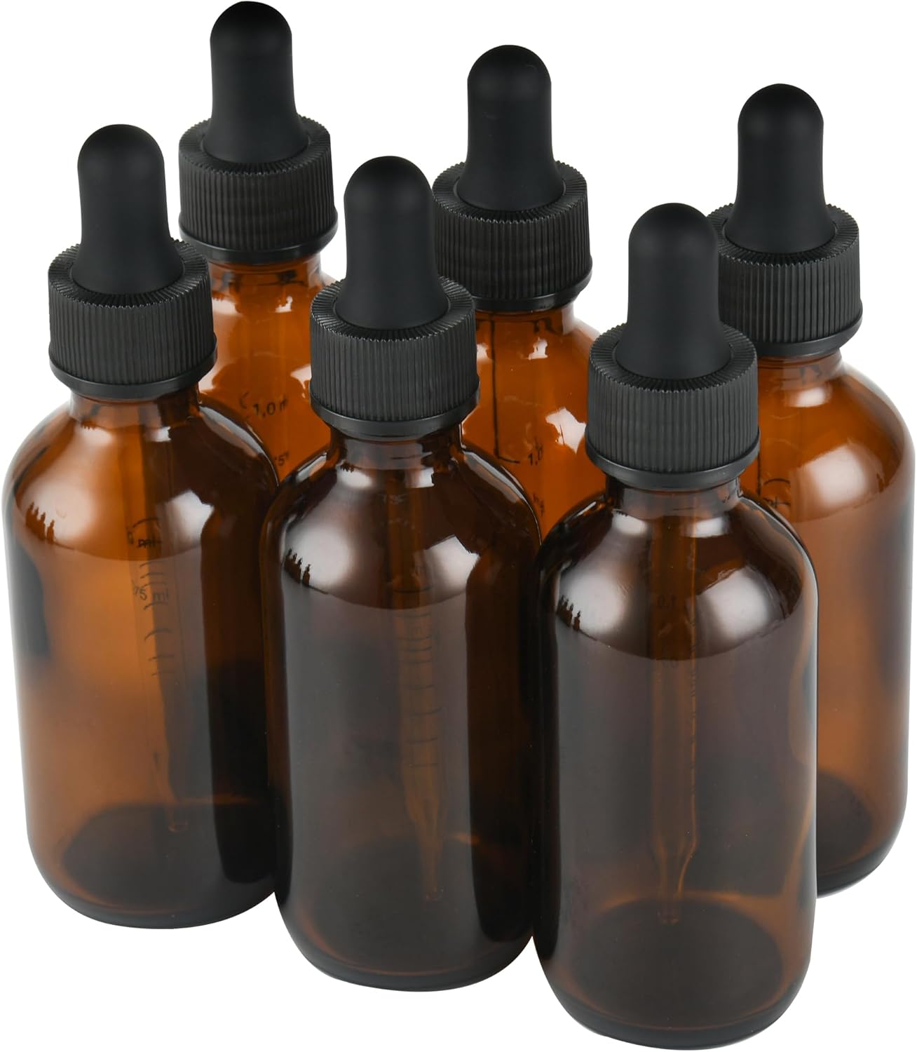 6 Pcs, 2oz Amber Glass Eye Dropper Bottle, Tincture Bottles with Leak-Proof Design, Stronger Suction, for All Kinds of Mixed Liquids