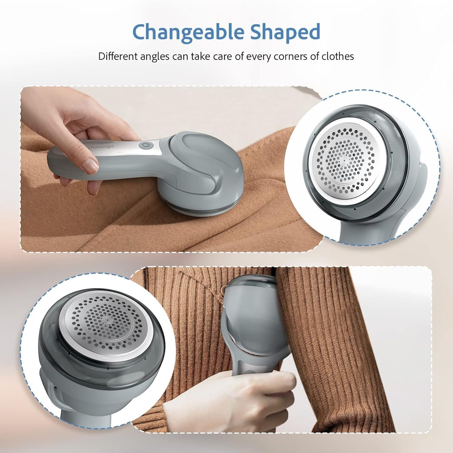 Fabric Shaver, Electric Lint Remover Shaver with 6-Leaf Blades, 2 Speeds Sweater Shavers to Remove Pilling with 3 Blades, Rechargeable Fabric Pill Shaver Fuzz Remover for Clothes Furniture Couch