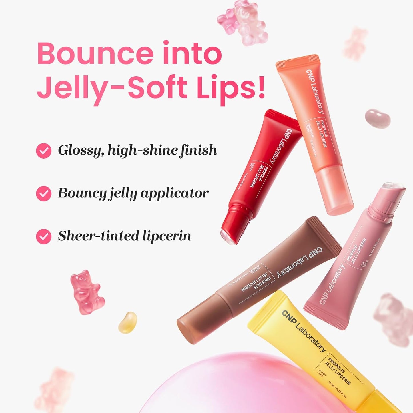 CNP Propolis Jelly Lipcerin™ - 01 Honey Cake, Hydrating Lip Balm & Gloss with Manuka Honey + Hyaluronic Acid, Korean Skincare, 0.3 fl.oz.