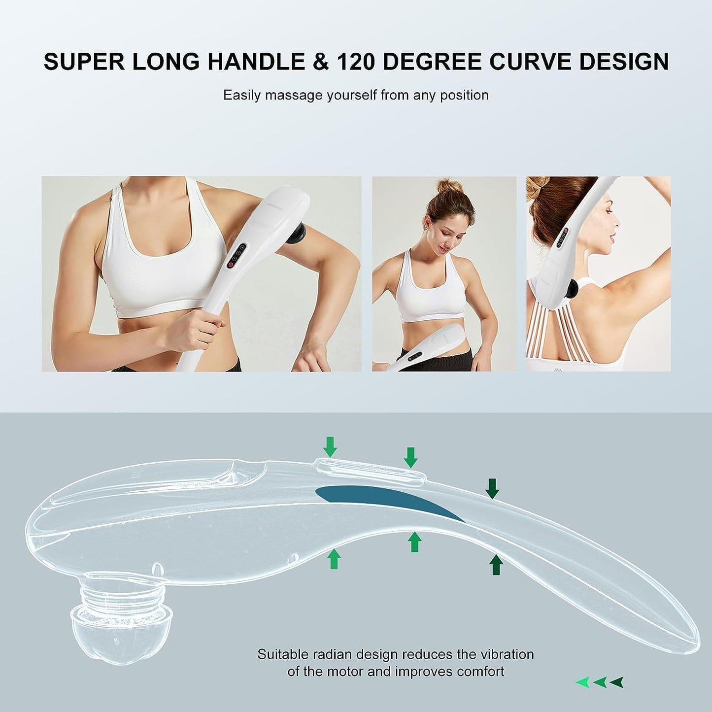 MEGAWISE Cordless Back Massager for Shoulders, Waist, Legs, Rechargeable 3200mAh Battery, 5 Speed and 5 +2 Massage Nodes 5 Hard, 2 Silicone Nodes, Massage While Moving Around (Off White Cordless)