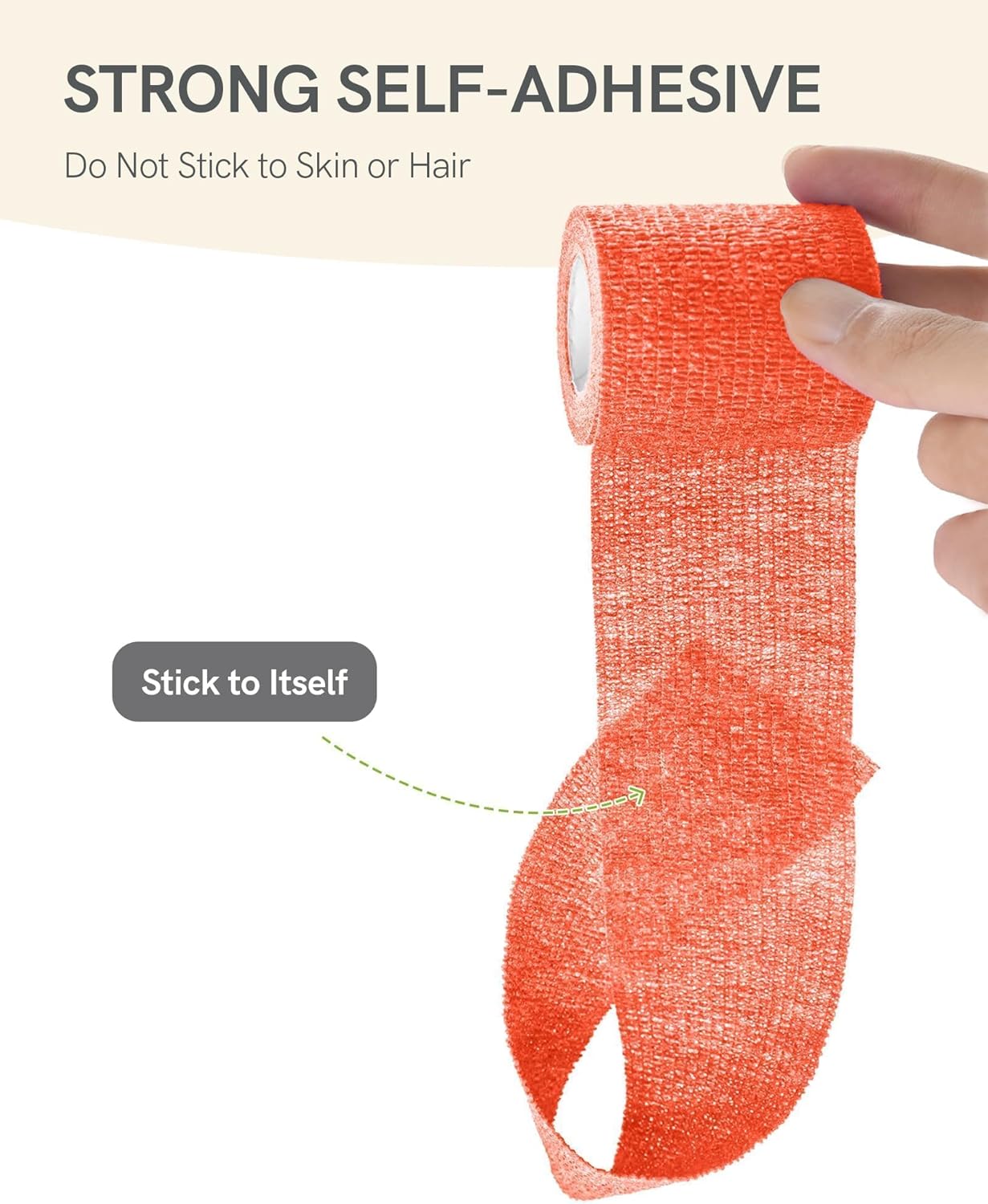 FriCARE Self Adhesive Bandage Wrap, Medical Tape in First Aid Kit, Cohesive Bandages for Wounds Sport Vet, FSA/HSA Eligible, 2 Inches X 5 Yards 6 Rolls, Fluorescent Orange