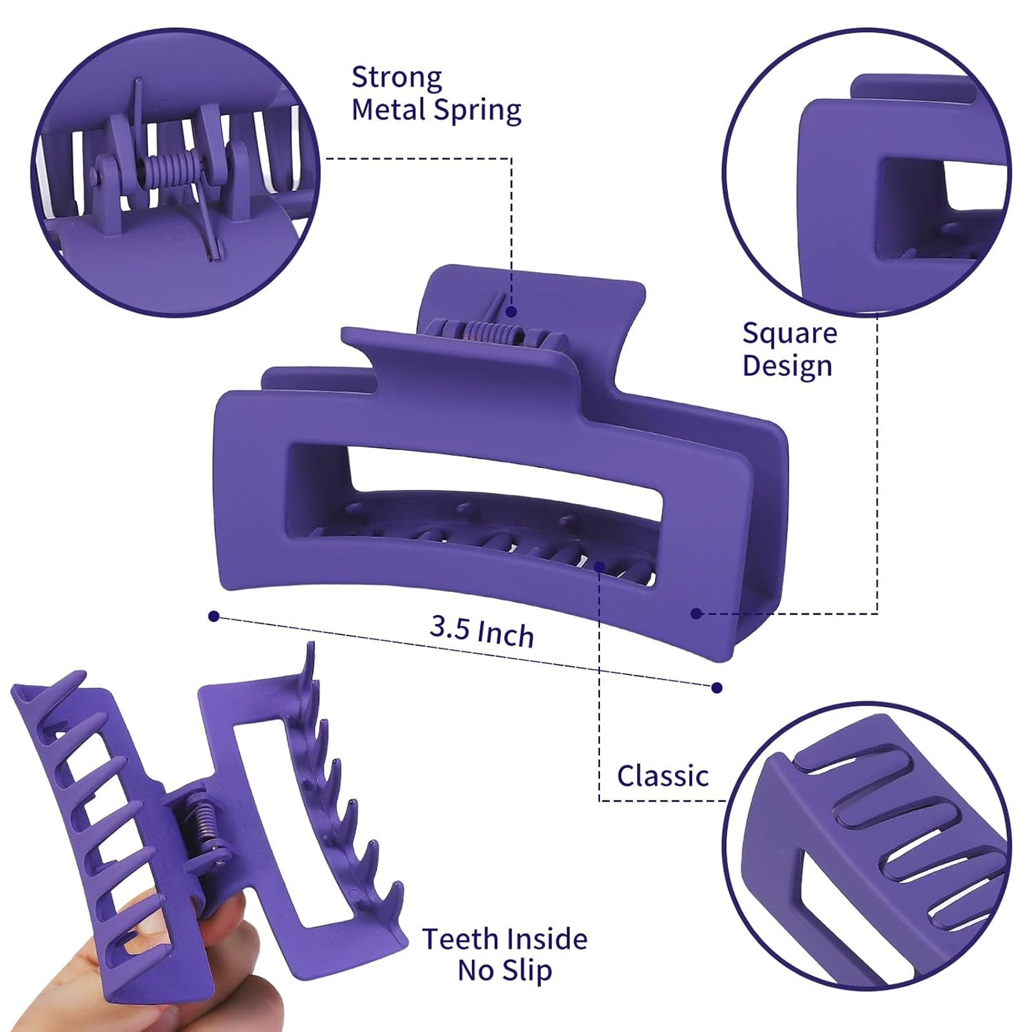 3.5 Inch Medium Hair Accessories: 12 Pcs Square Jaw Clips for Thick and Thin Hair - Rectangular Bulk Clips for Women and Girls - Dopamine