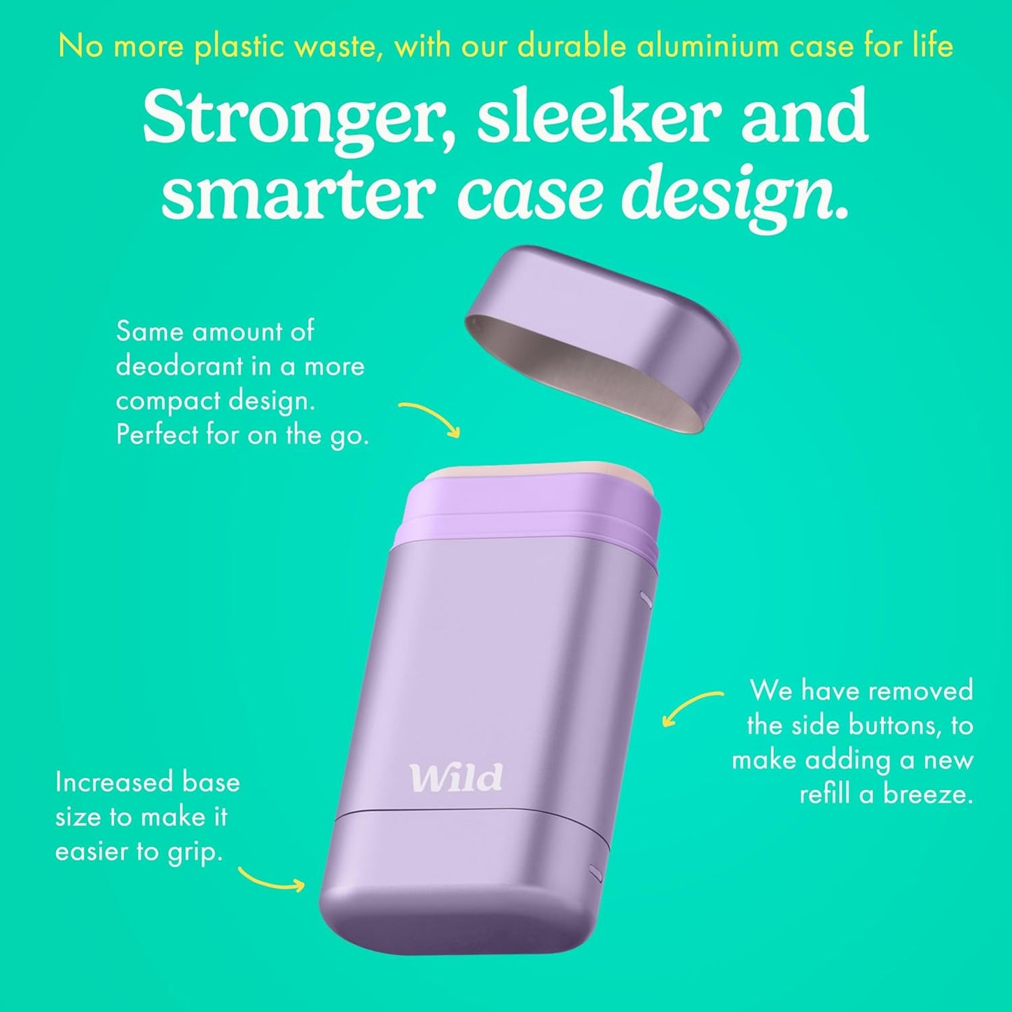 Wild - Purple Case with Refill Variety Pack - Refillable Deodorant - Aluminum Free - Includes Fresh Cotton & Sea Salt, Cherry Blossom and Coconut & Vanilla Scents - Vegan