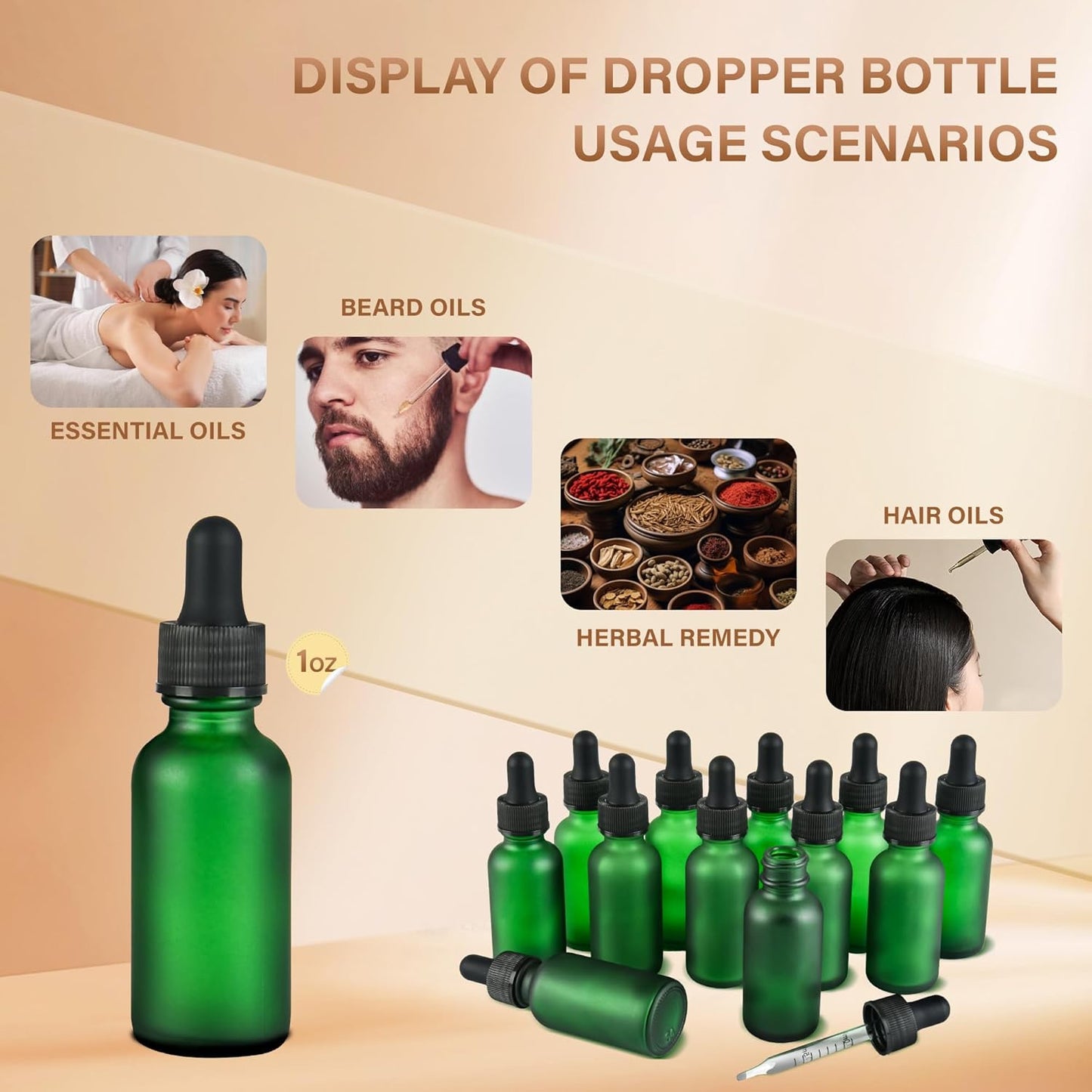 12 Pcs, 1oz Dropper Bottle, Green Glass Eye Dropper Bottle, Tincture Bottles with Dropper, Pretty Finish, Leak-Proof Design, Stronger Suction for All Kinds of Mixed Liquids