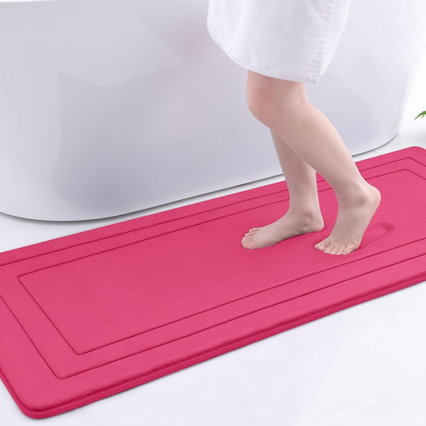 Arotive Memory Foam Bathroom Rug Mat 59x24, Ultra Soft and Absorbent Bath Mat, Machine Wash Dry, Comfortable Bath Rug Carpet for Bathroom Floor, Tub and Shower, Deep Pink