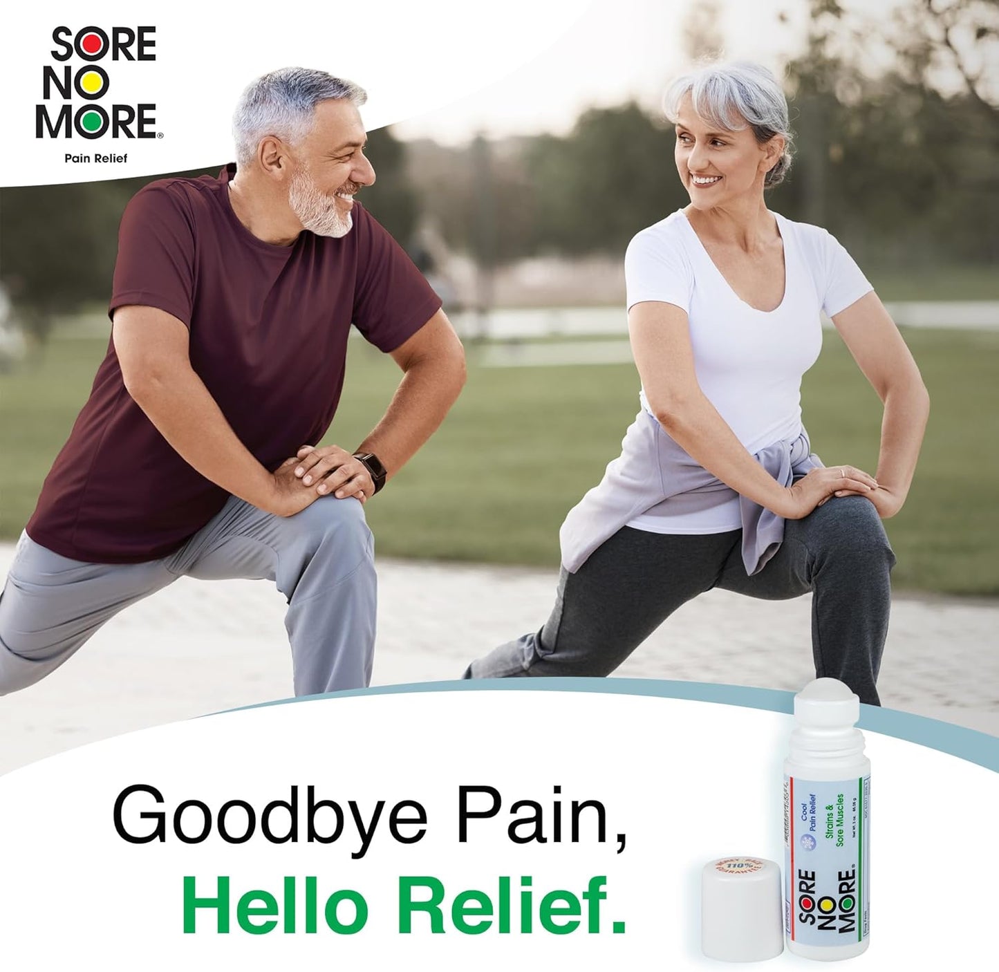 Sore No More Cool Relieving Gel for Aches & Pains in Muscles & Joints associated with Strains, Bruises & Sprains | Absorbs Quickly with a Refreshing Lemon Aroma | 3 oz Roll-On