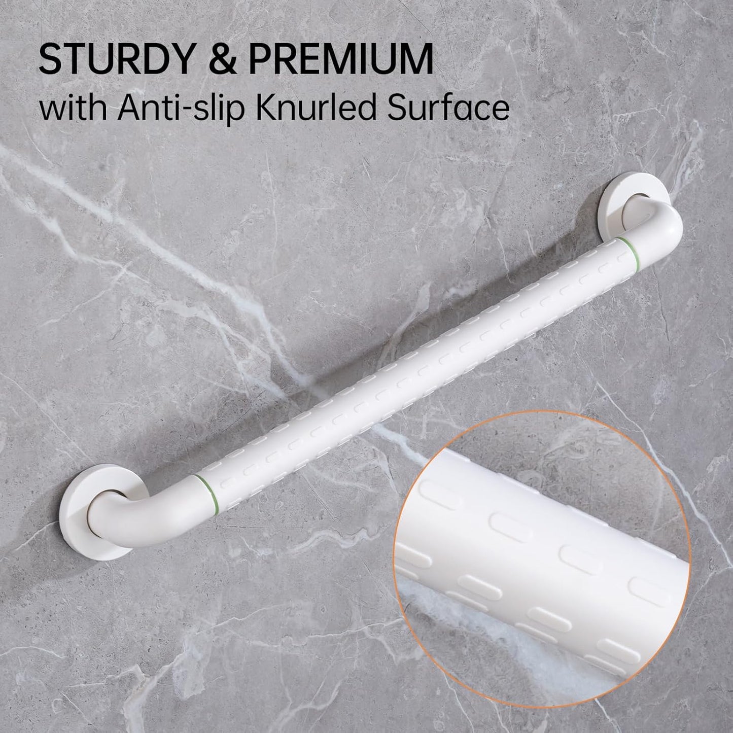 Joyrain 16-inch Bathroom Safety Grab Bar - 500lb Weight Capacity ADA Certified Anti-Slip Handle for Shower/Tub/Toilet, Elderly & Disabled Assist (White（2-Pack）, 16 inches (Overall Length 400mm))