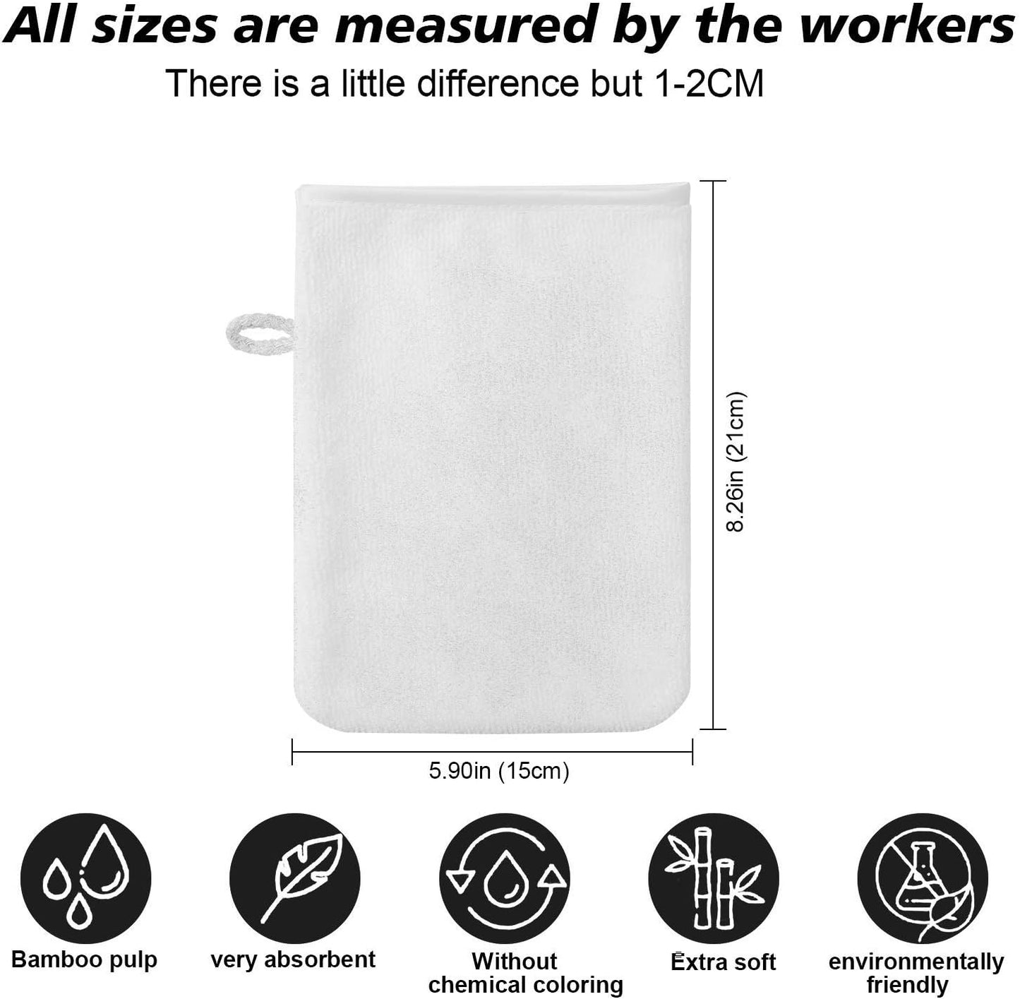 PHOGARY 10 Pack Microfiber Body Wash Mitts, Soft Face Mitten, Bath Spa Cloth, Reusable Makeup Remover Mitt Gloves, European Style Wash Cloth, 6×8 inch, White and Grey