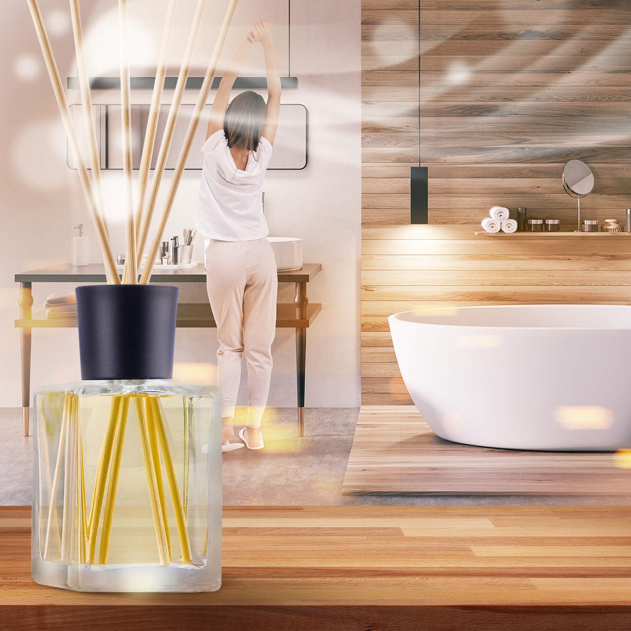 Lemongrass Reed Diffuser w/Natural Essential Lemongrass Oil 17 Fl Oz (500ml) - Intensive - Fresh and Long Lasting Fragrance - Scented Reed Diffuser - Diffuser Gift Set w/Bamboo Sticks