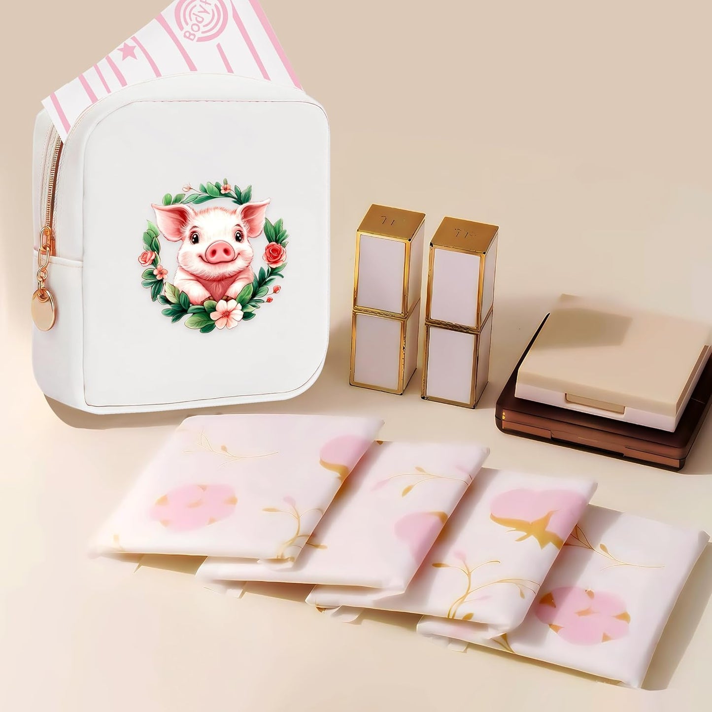 Pig Mini Makeup Bag, Pig Gift For Women Girls, Cute Portable Zipper Pouch Cosmetic Bag For Teen Girls Kids, Small Storage Bag For Sanitary Pad, Period napkin bag!